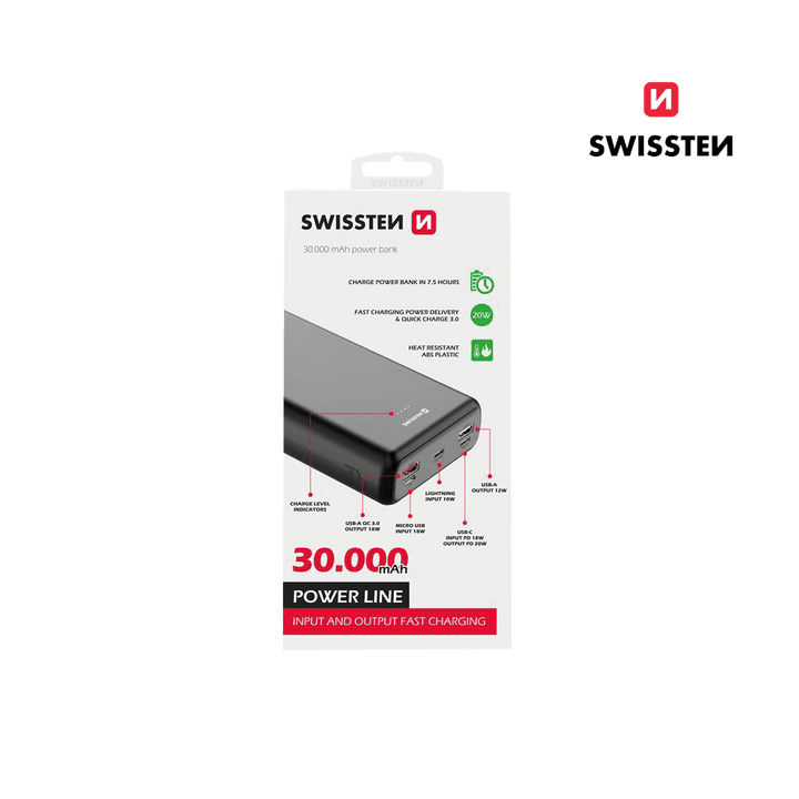 Power Bank 30000 mAh 20W Power Delivery Swissten - ISELL & REPAIR