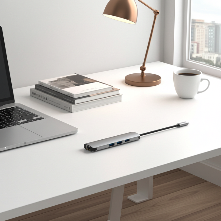 Adaptador HUB USB-C 8 em 1 Swissten (USB-C 100W, HDMI 4K, 3x USB 3.0, RJ45, SD, Micro)