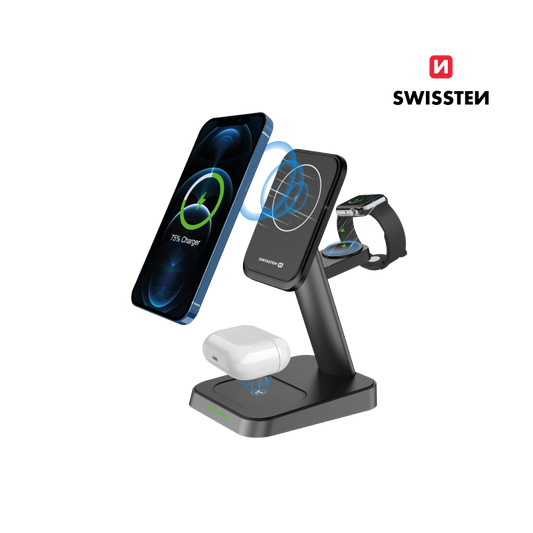 Carregador Wireless MagStick (MagSafe 3 em 1) 22.5W Swissten