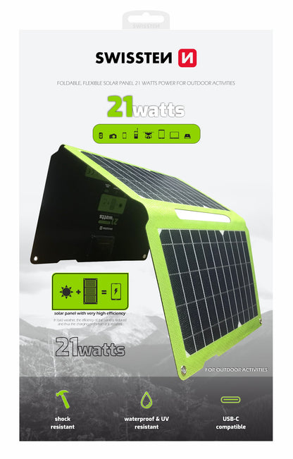 Painel Solar Dobrável 21W Swissten