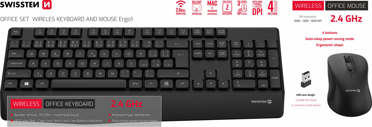 Teclado e Rato Sem Fios Swissten