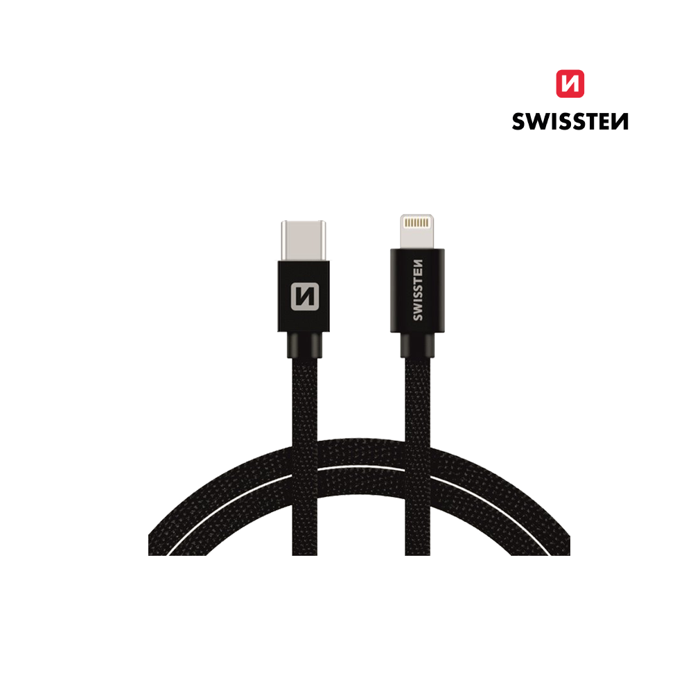 Cabo 1.2M Textile USB-C para Lightning MFI Swissten