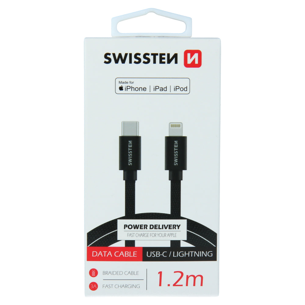 Cabo 1.2M Textile USB-C para Lightning MFI Swissten