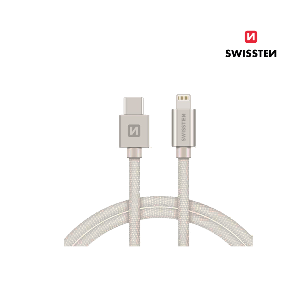 Cabo 1.2M Textile USB-C para Lightning MFI Swissten