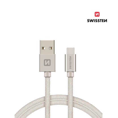Cabo 1.2M Textile USB para USB-C Swissten