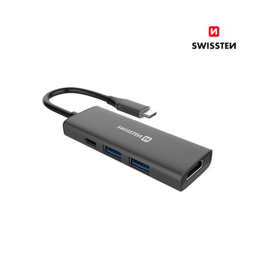 Adaptador HUB USB - C 4 em 1 Swissten (USB - C 100W, HDMI, 2x USB 3.0) - ISELL & REPAIR