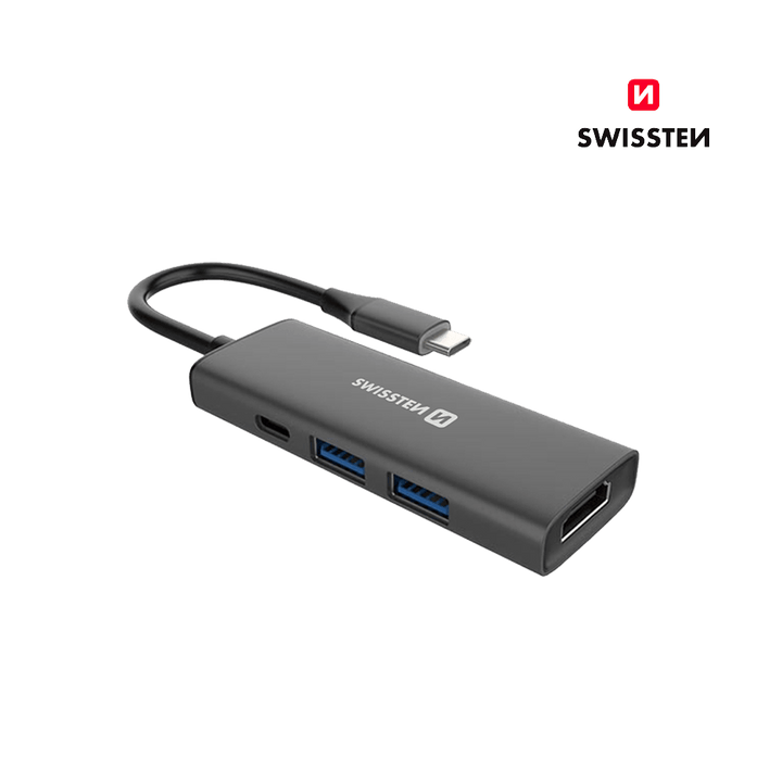 Adaptador HUB USB - C 4 em 1 Swissten (USB - C 100W, HDMI, 2x USB 3.0) - ISELL & REPAIR