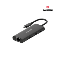 Adaptador HUB USB - C 8 em 1 Swissten (USB - C 100W, HDMI 4K, 2x USB 3.0, RJ45, SD, Micro SD) - ISELL & REPAIR