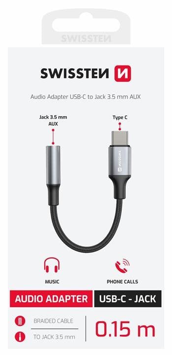 Adaptador USB - C para Jack 3.5mm 0,15M Swissten - ISELL & REPAIR