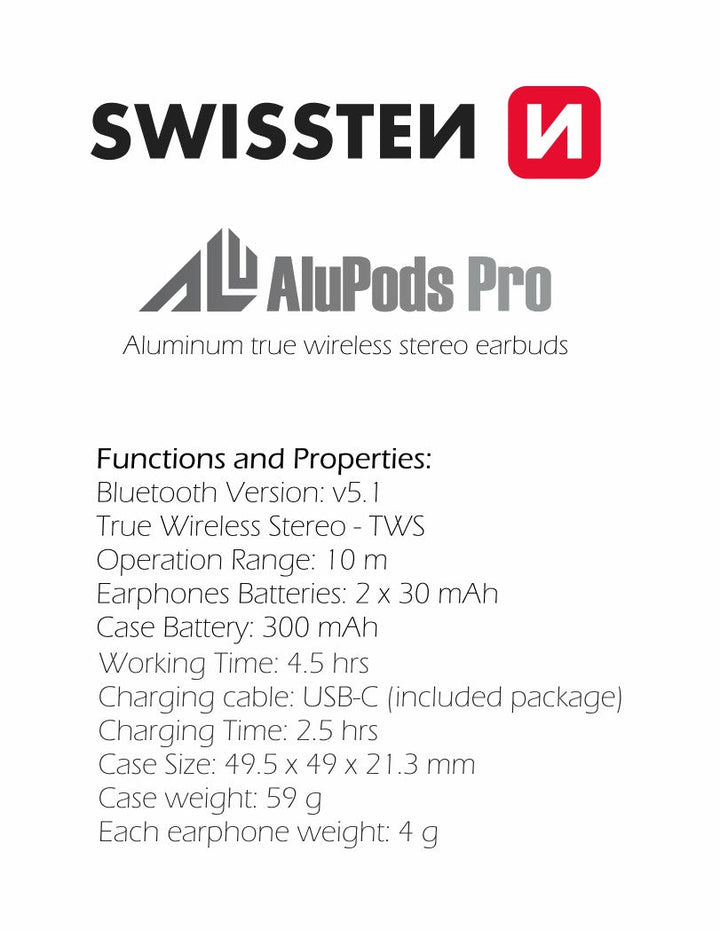 AluPods Pro TWS Swissten - ISELL & REPAIR
