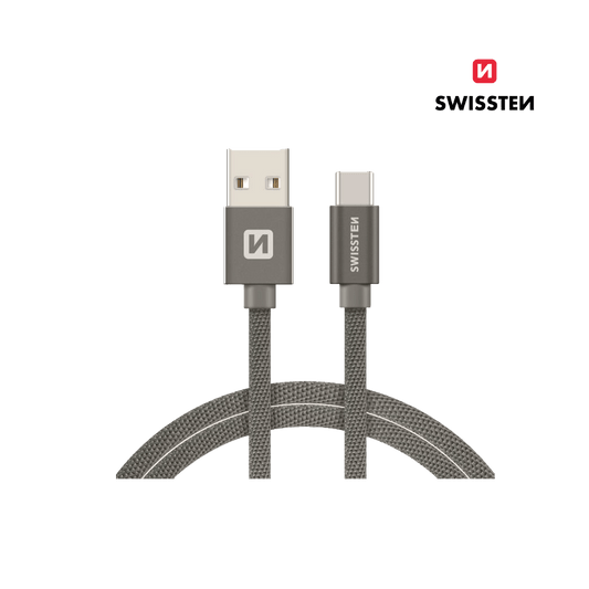 Cabo 1.2M Textile USB para USB - C Swissten - ISELL & REPAIR