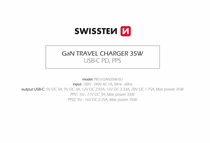 Carregador USB - C GaN 35W Swissten - ISELL & REPAIR
