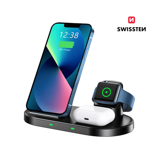 Carregador Wireless 3 em 1 15W Swissten - ISELL & REPAIR