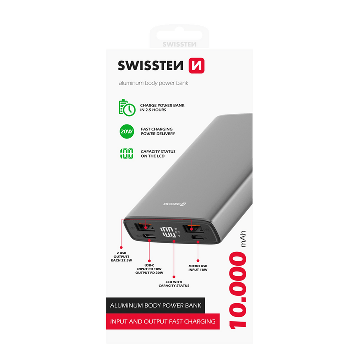 Power Bank 10000 mAh 20W Power Delivery Swissten - ISELL & REPAIR