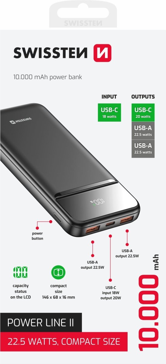 Power Bank 10000 mAh Power Line II Swissten - ISELL & REPAIR