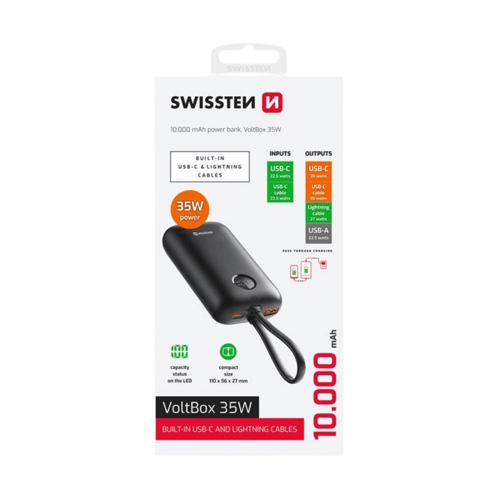 Power Bank 10000 mAh VOLTBOX 35W Black Swissten - ISELL & REPAIR