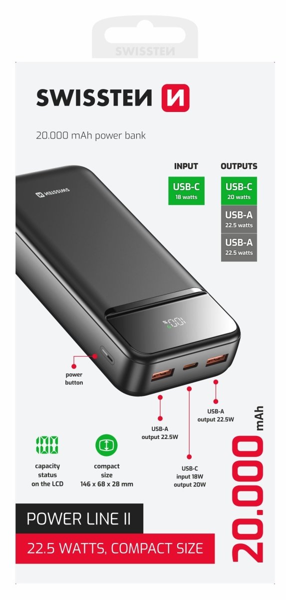 Power Bank 20000 mAh Power Line II Swissten - ISELL & REPAIR