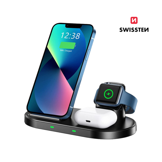 Carregador Wireless 3 em 1 15W Swissten
