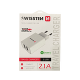 Adaptador Carregador Smart IC 2.1A (2xUSB) Swissten - ISELL & REPAIR