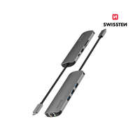 Adaptador HUB USB - C 8 em 1 Swissten (USB - C 100W, HDMI 4K, 3x USB 3.0, RJ45, SD, Micro) - ISELL & REPAIR