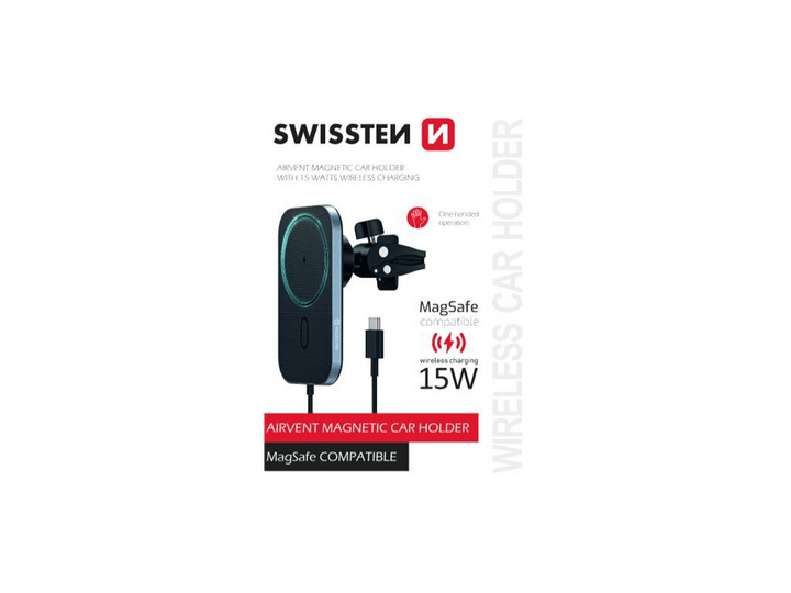 Suporte Magnético para carro com Carregador Wireless 15W Swissten - ISELL & REPAIR
