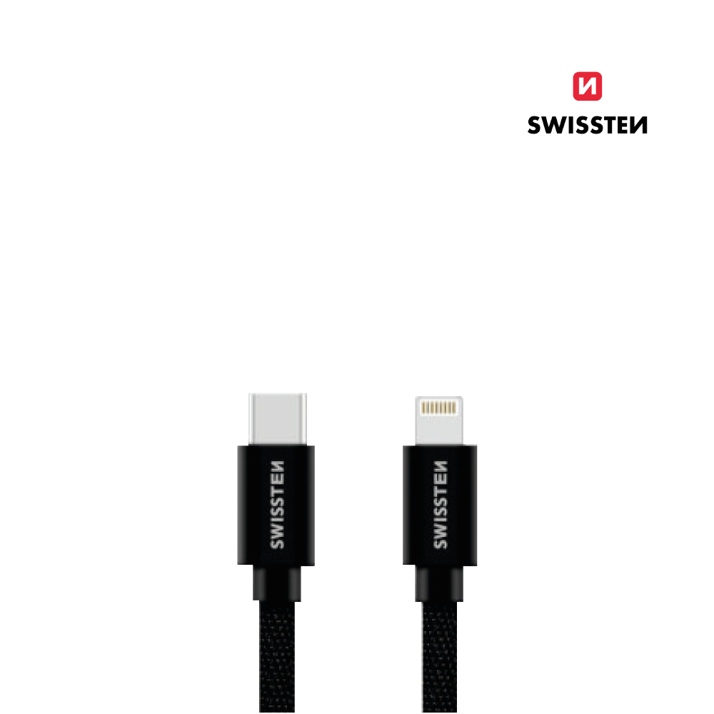 Cabo 1.2M Textile USB-C para Lightning MFI Swissten