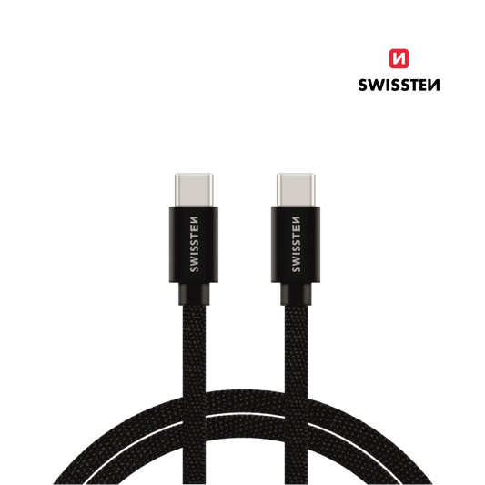 Cabo 1.2M Textile USB-C para USB-C Swissten